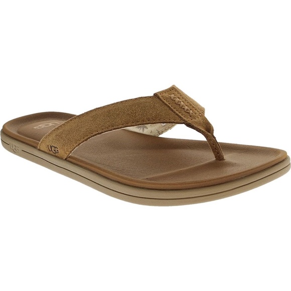 UGG Brookside Chestnut Brown Suede Flip Flop Mens Sandals Casual Summer Shoes 7 - Picture 3 of 12